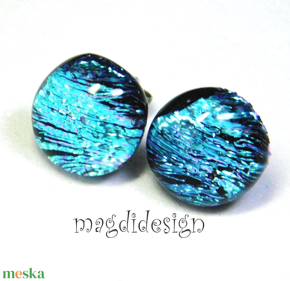 ORVOSI ACÉL!  Kék szikrázás üvegékszer pötty  fülbevaló  - ékszer - fülbevaló - pötty fülbevaló - Meska.hu