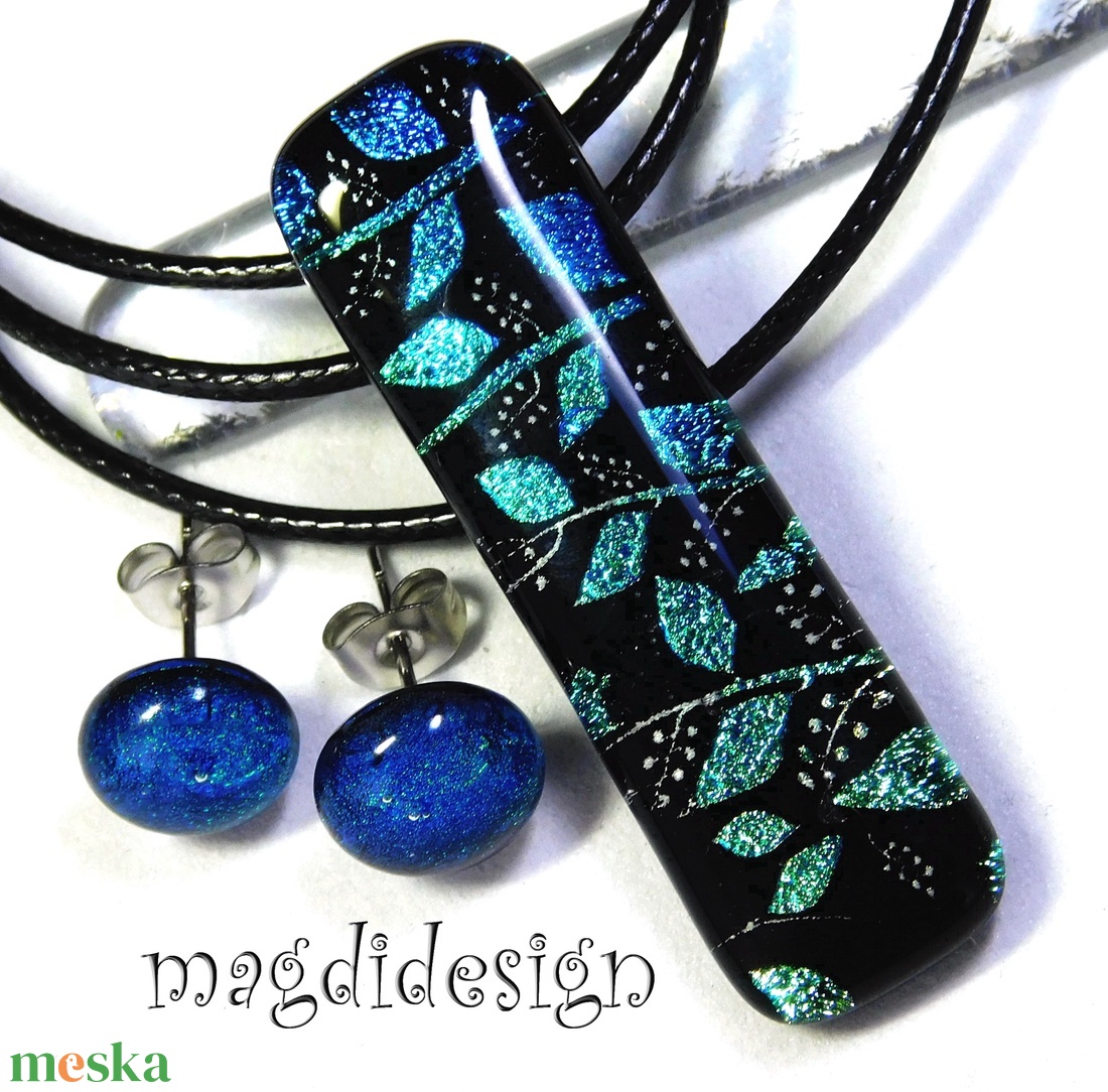 Rügyező ágak üvegékszer szett nyaklánc stiftes fülbevaló - Valentin napra, Anyák napjára, Nőnapra - ékszer - ékszerszett - Meska.hu