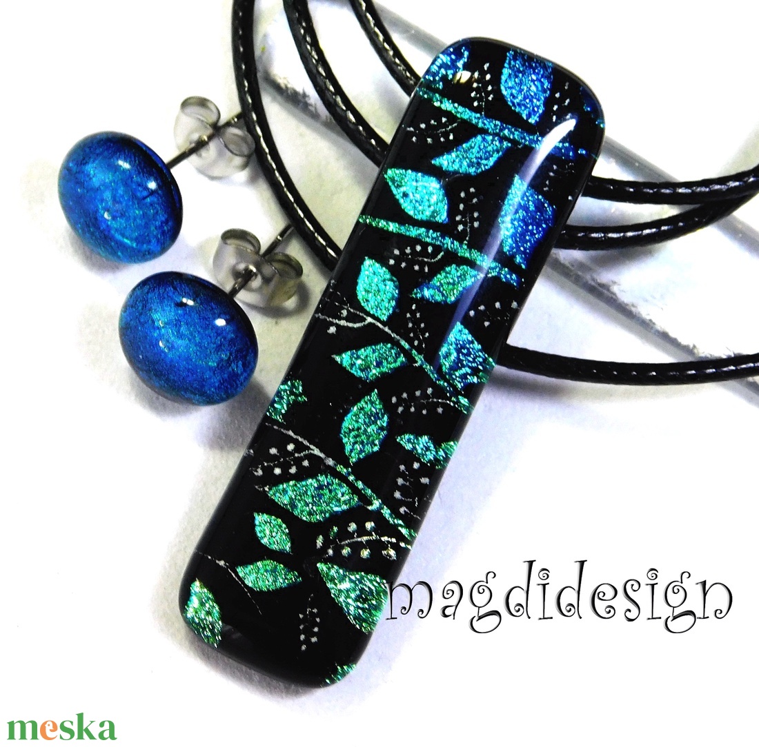 Rügyező ágak üvegékszer szett nyaklánc stiftes fülbevaló - Valentin napra, Anyák napjára, Nőnapra - ékszer - ékszerszett - Meska.hu