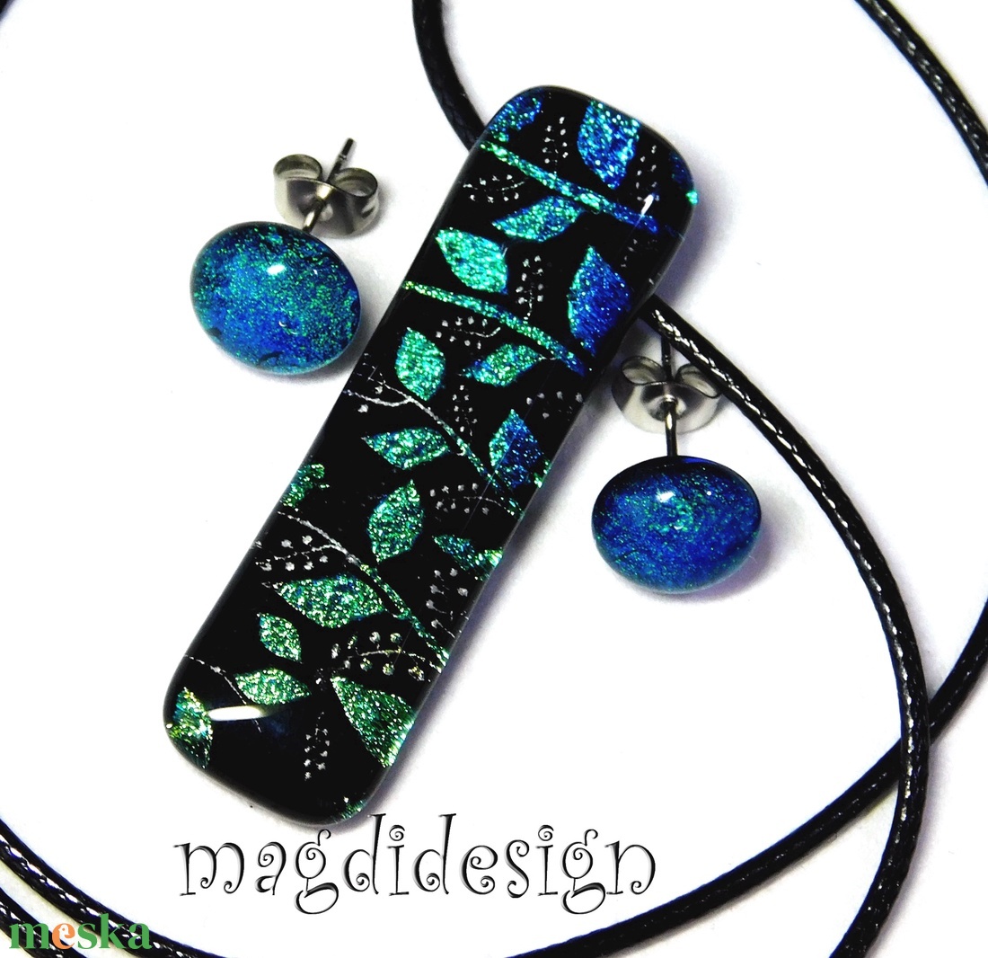 Rügyező ágak üvegékszer szett nyaklánc stiftes fülbevaló - Valentin napra, Anyák napjára, Nőnapra - ékszer - ékszerszett - Meska.hu