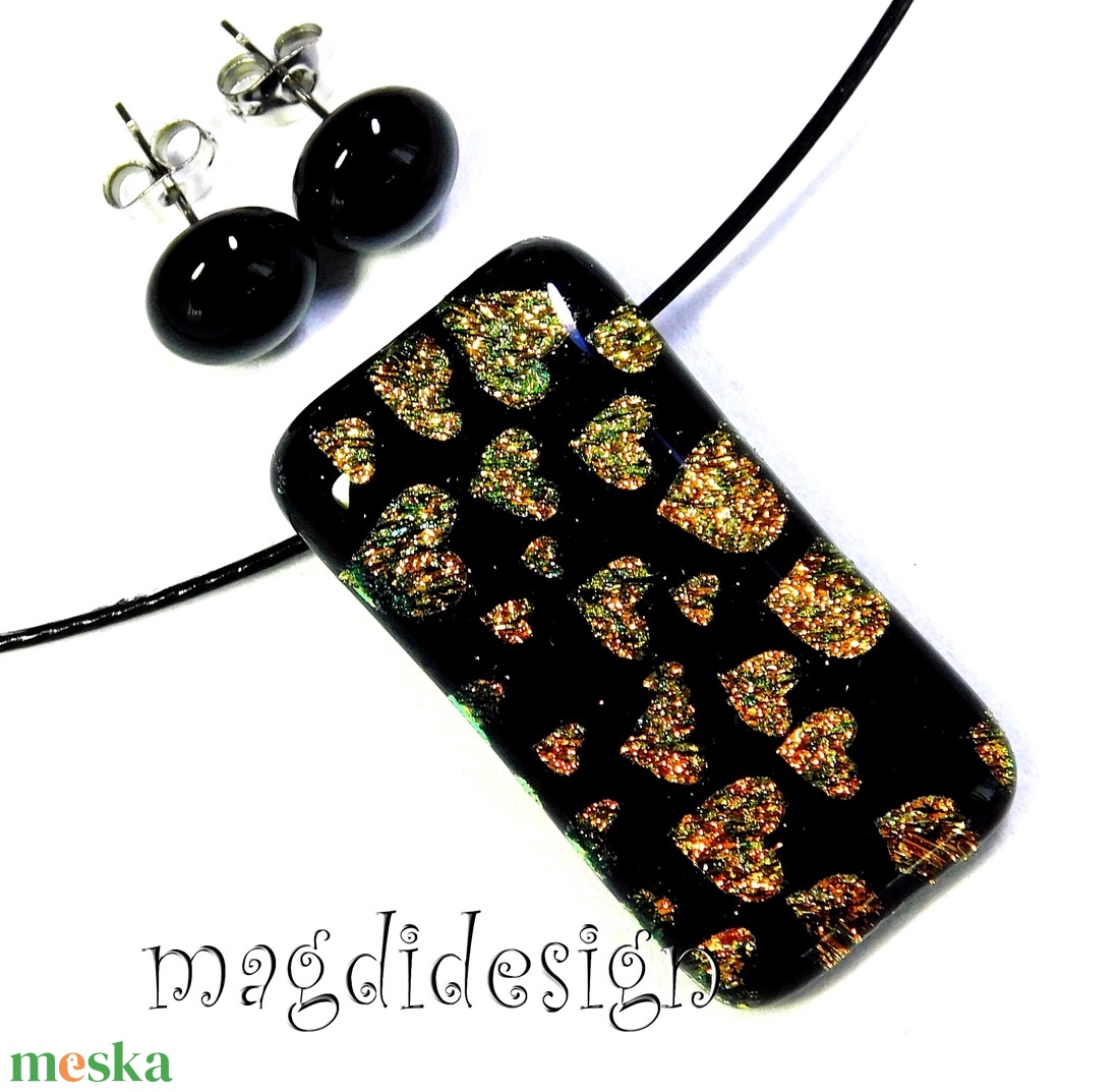 Csillogó rany szívek üvegékszer szett nyaklánc, fülbevaló - Valentin napra, Anyák napjára, Nőnapra - ékszer - ékszerszett - Meska.hu