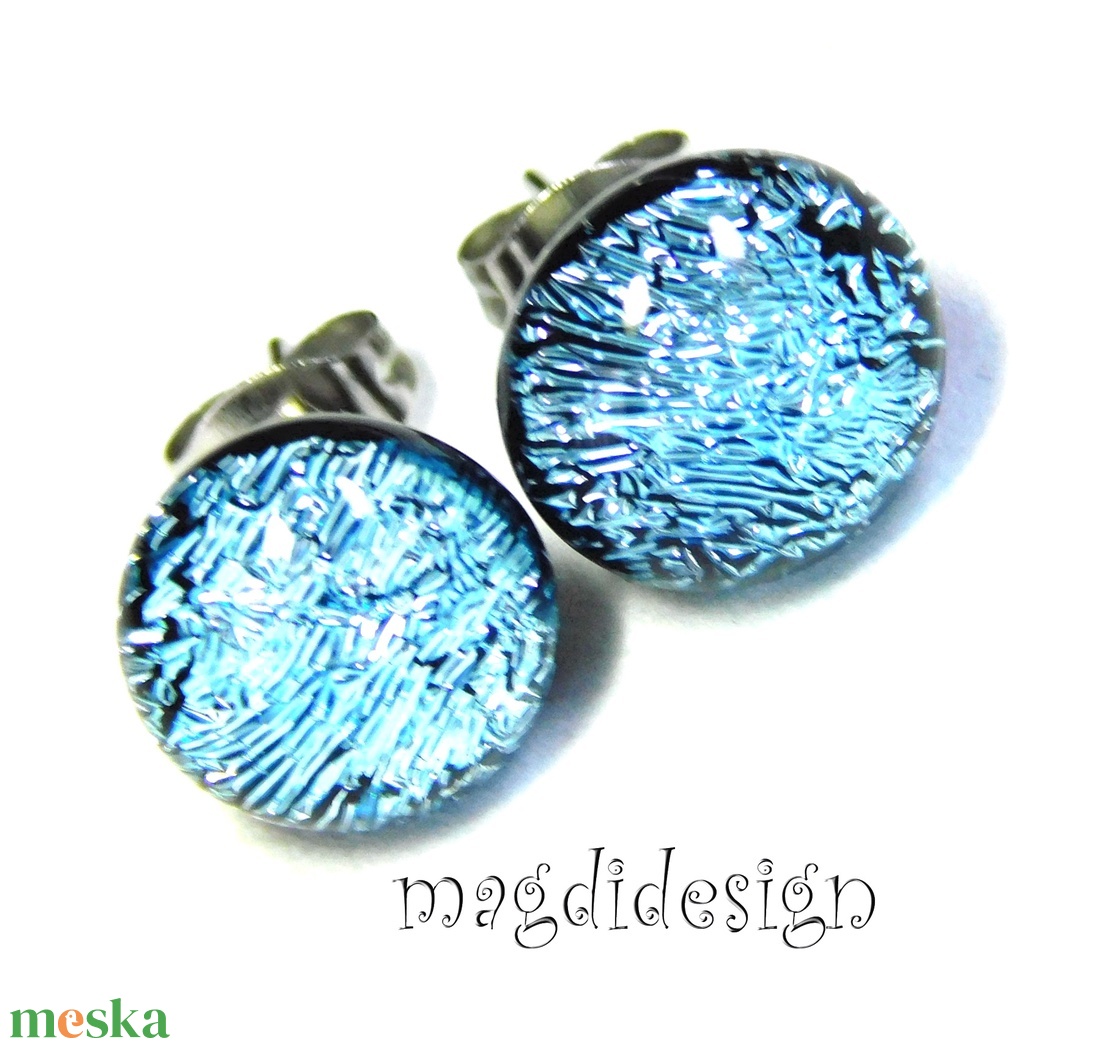 ORVOSI ACÉL! Ezüst csillogás üvegékszer pötty fülbevaló  - ékszer - fülbevaló - pötty fülbevaló - Meska.hu