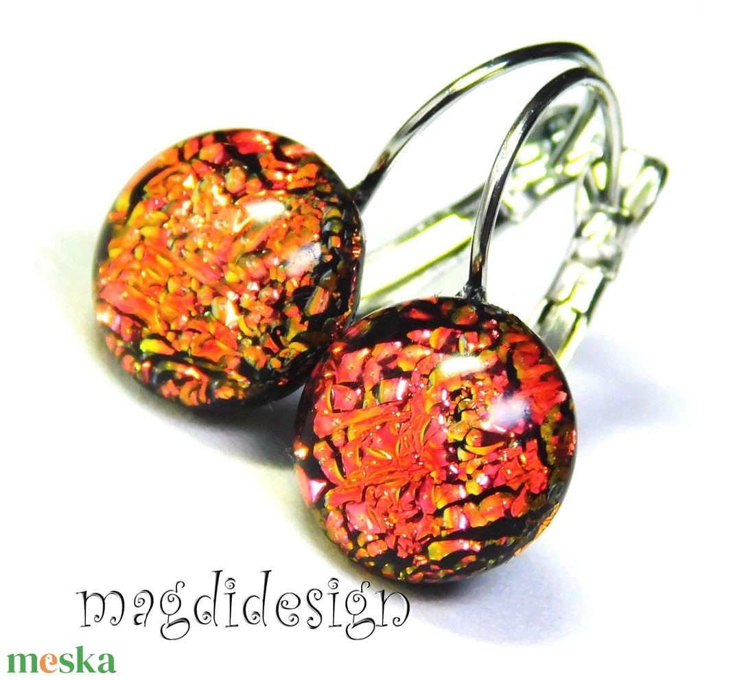 Afrikai fényjáték üvegékszer kapcsos fülbevaló  - ékszer - fülbevaló - lógó fülbevaló - Meska.hu