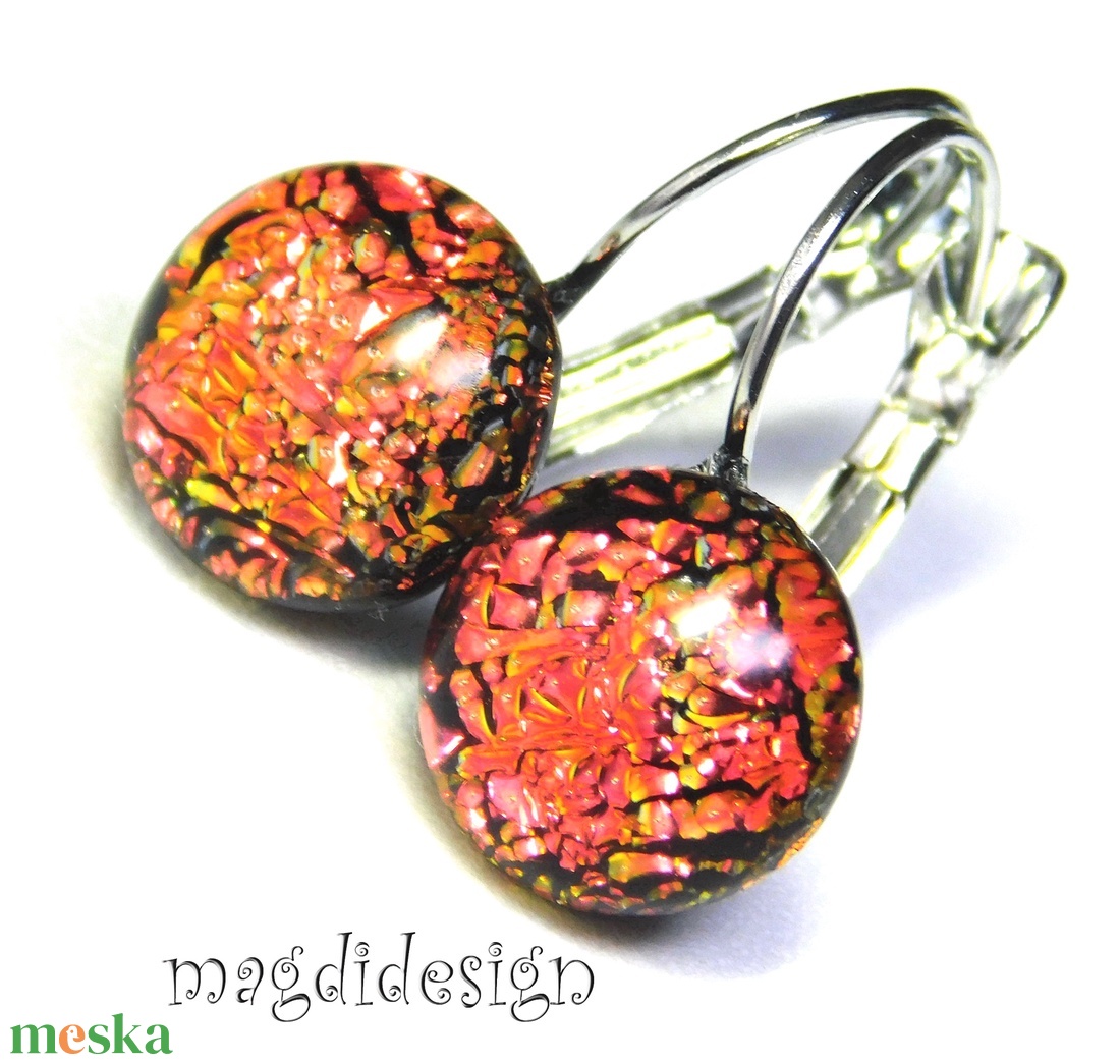 Afrikai fényjáték üvegékszer kapcsos fülbevaló  - ékszer - fülbevaló - lógó fülbevaló - Meska.hu