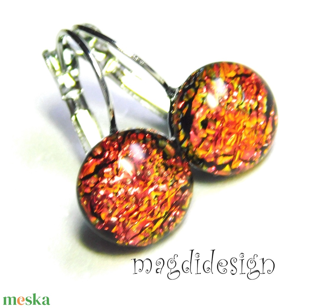 Afrikai fényjáték üvegékszer kapcsos fülbevaló  - ékszer - fülbevaló - lógó fülbevaló - Meska.hu