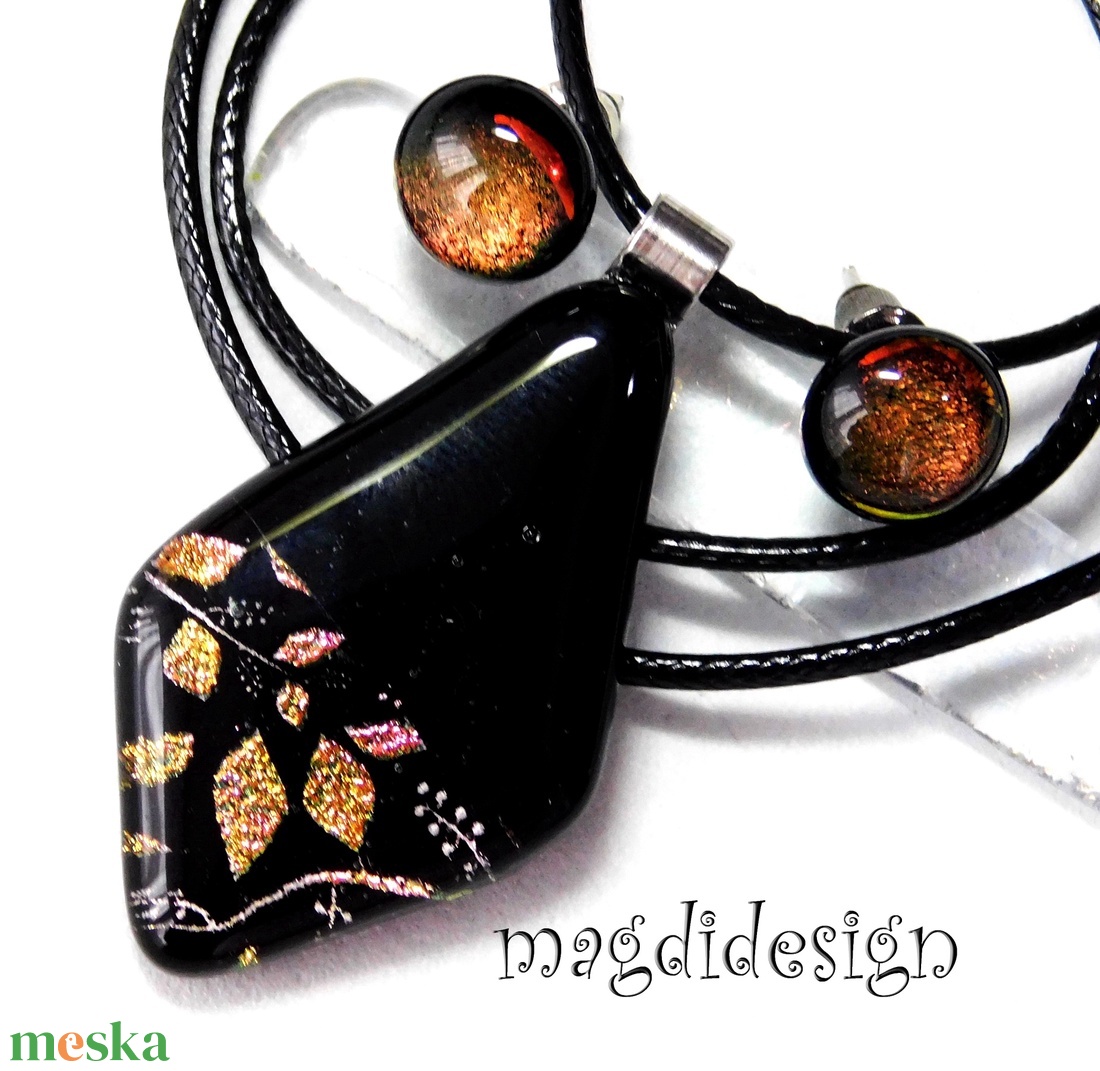 Rügyező ág üvegékszer szett nyaklánc stiftes fülbevaló - Valentin napra, Anyák napjára, Nőnapra - ékszer - ékszerszett - Meska.hu