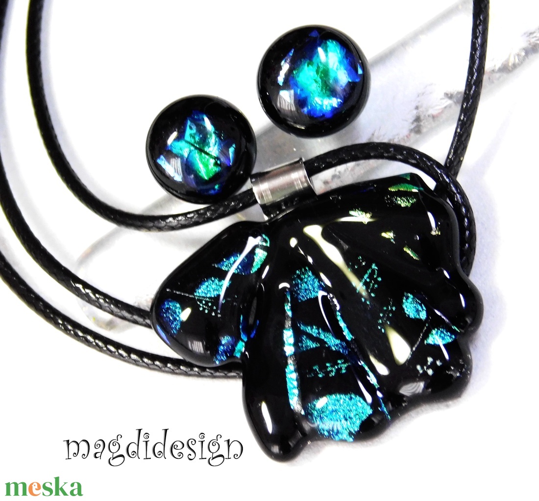 Rügyező ágak üvegékszer szett nyaklánc stiftes fülbevaló 1 - Valentin napra, Anyák napjára, Nőnapra - ékszer - ékszerszett - Meska.hu