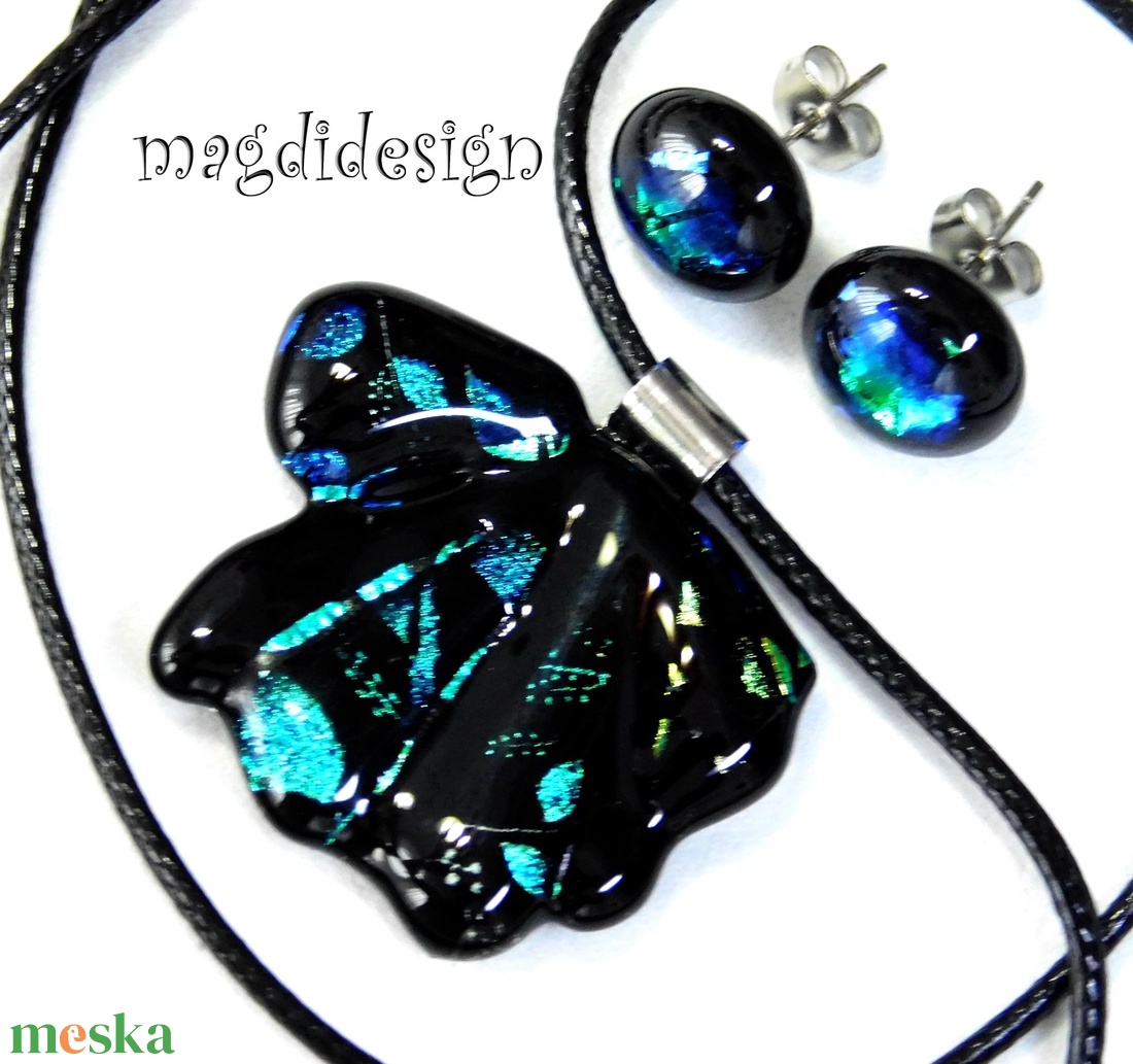 Rügyező ágak üvegékszer szett nyaklánc stiftes fülbevaló 1 - Valentin napra, Anyák napjára, Nőnapra - ékszer - ékszerszett - Meska.hu