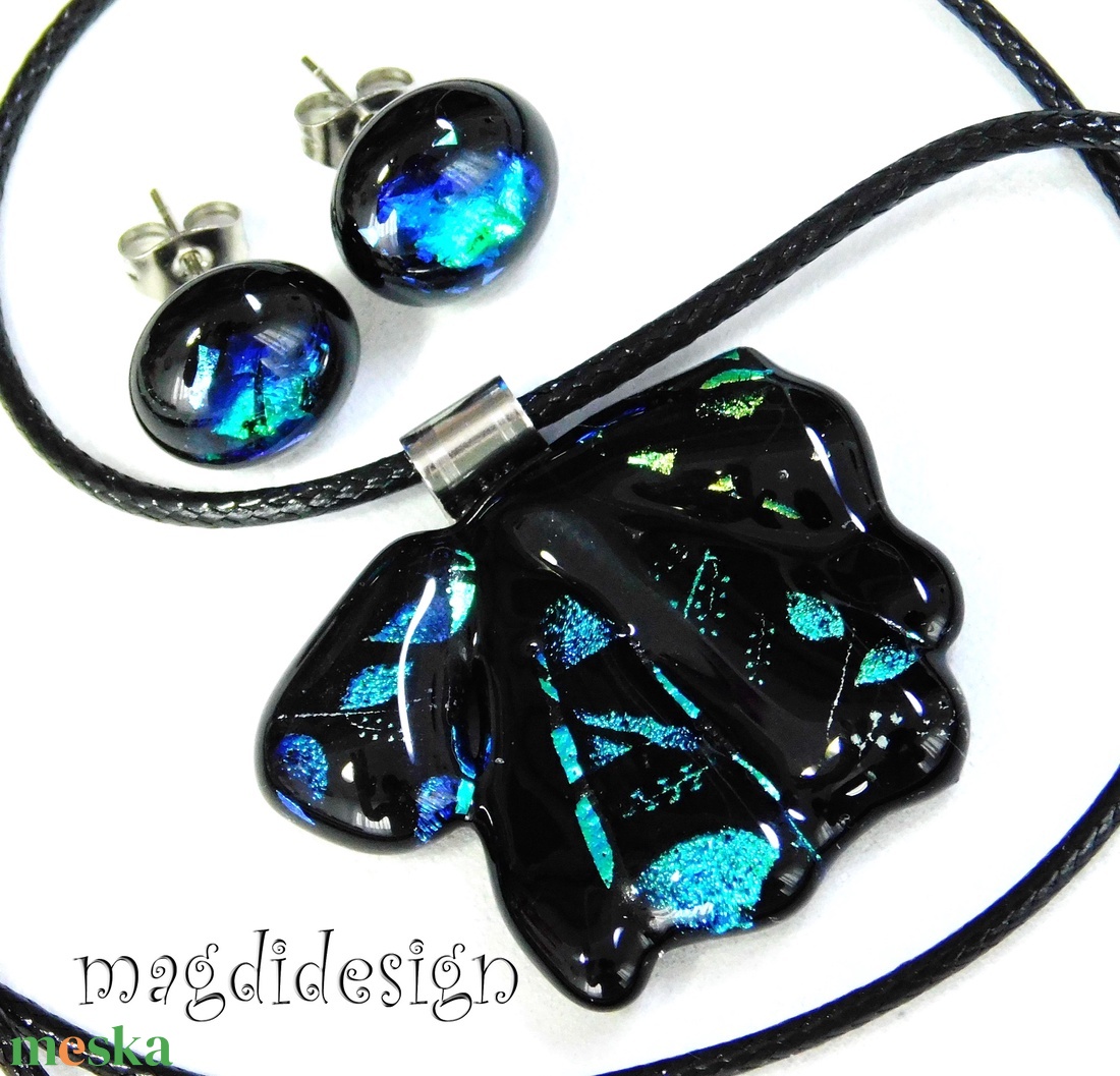 Rügyező ágak üvegékszer szett nyaklánc stiftes fülbevaló 1 - Valentin napra, Anyák napjára, Nőnapra - ékszer - ékszerszett - Meska.hu