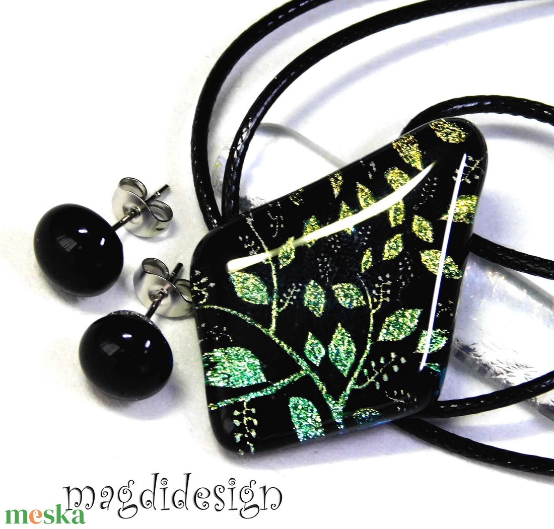 Rügyező ágak üvegékszer szett nyaklánc stiftes fülbevaló 2- Valentin napra, Anyák napjára, Nőnapra - ékszer - ékszerszett - Meska.hu