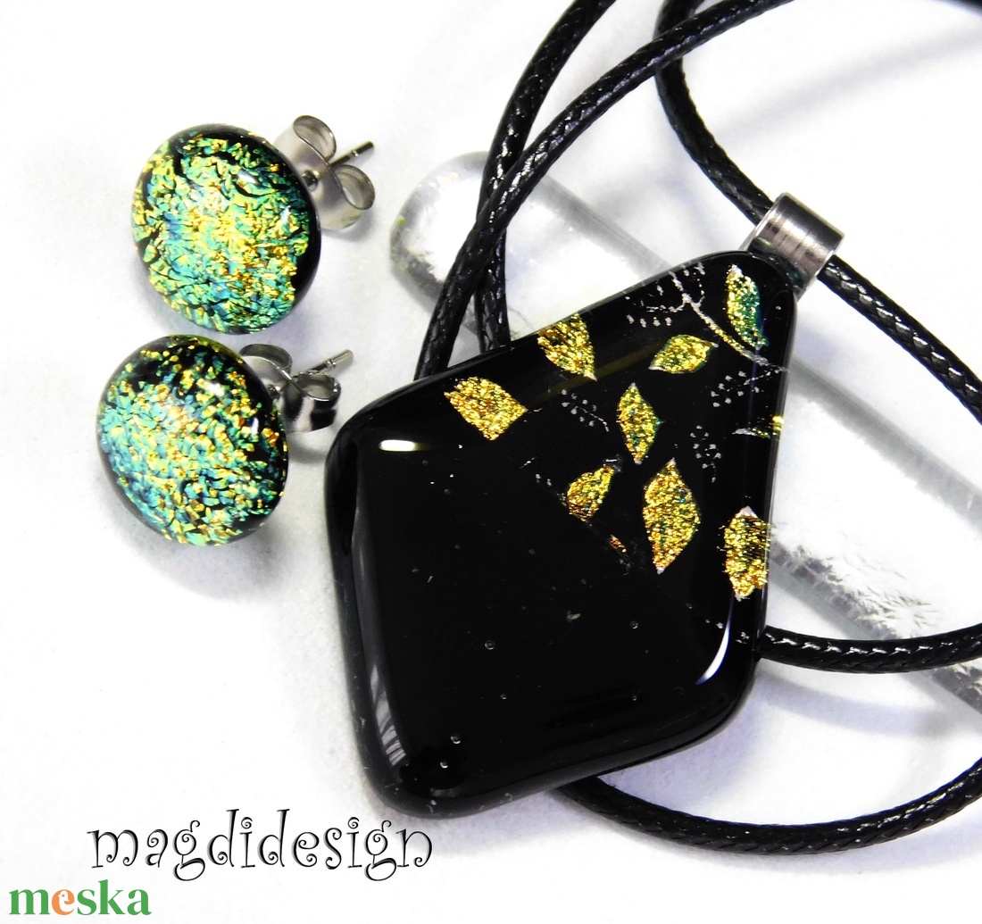 Rügyező ágak üvegékszer szett nyaklánc stiftes fülbevaló - Valentin napra, Anyák napjára, Nőnapra - ékszer - ékszerszett - Meska.hu