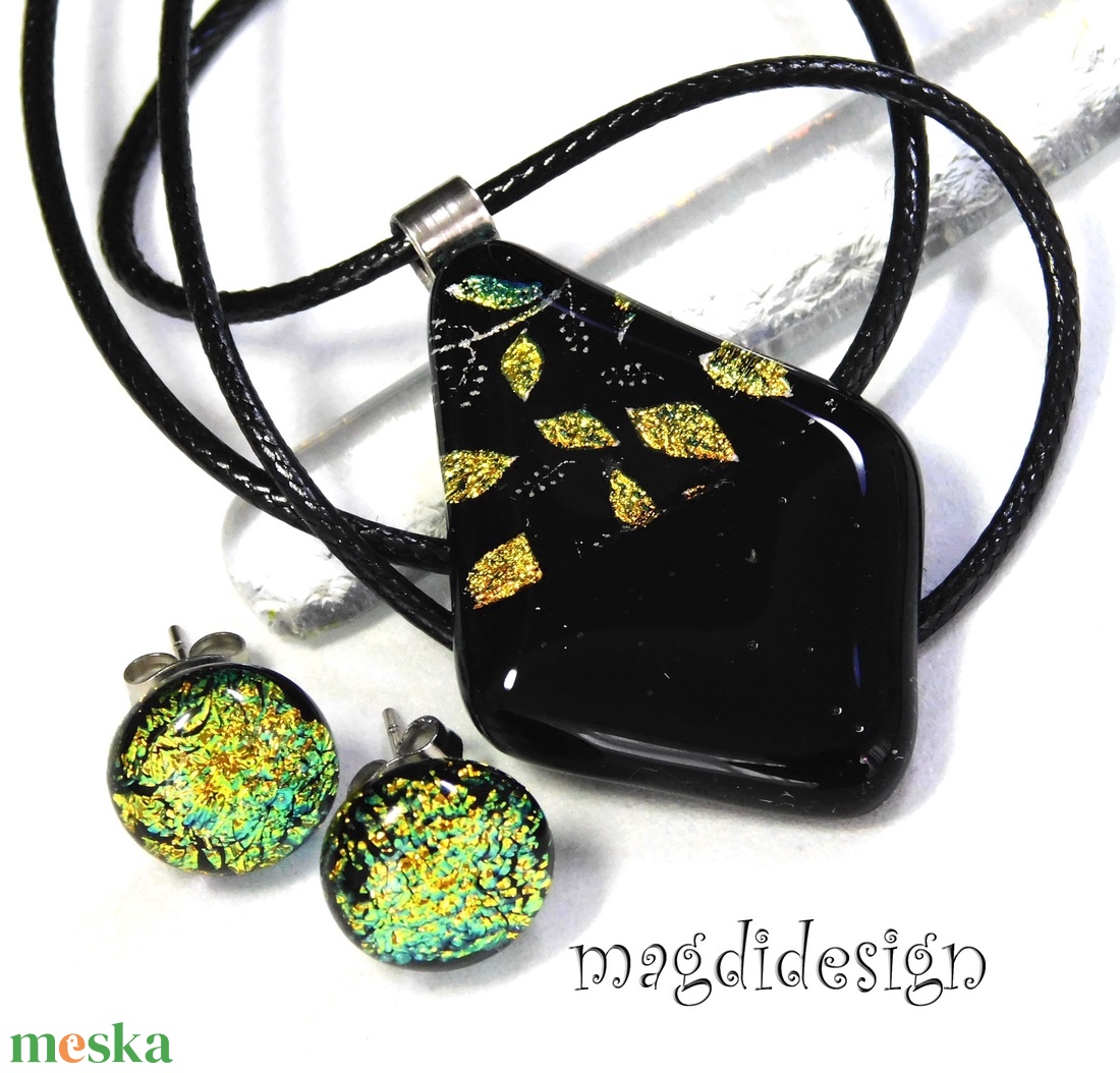 Rügyező ágak üvegékszer szett nyaklánc stiftes fülbevaló - Valentin napra, Anyák napjára, Nőnapra - ékszer - ékszerszett - Meska.hu