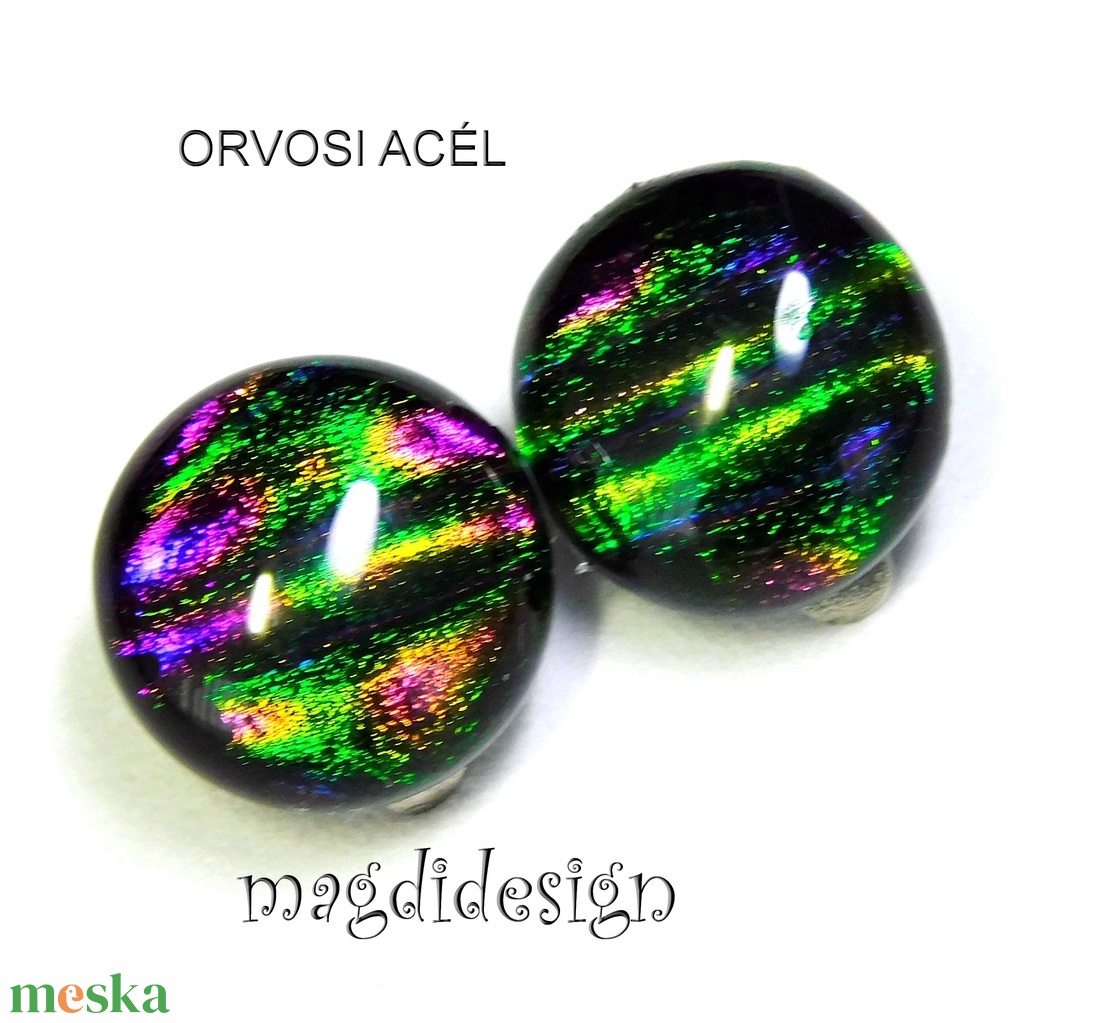 Csillogó csíkok üvegékszer fülklipsz ORVOSI ACÉL - ékszer - fülbevaló - klipsz - Meska.hu