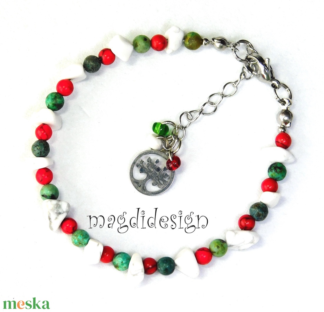 Nemzeti színű ásvány, üveg ékszerszett, karkötő, fülbevaló--Kokárda NEMESACÉL!  - ékszer - ékszerszett - Meska.hu