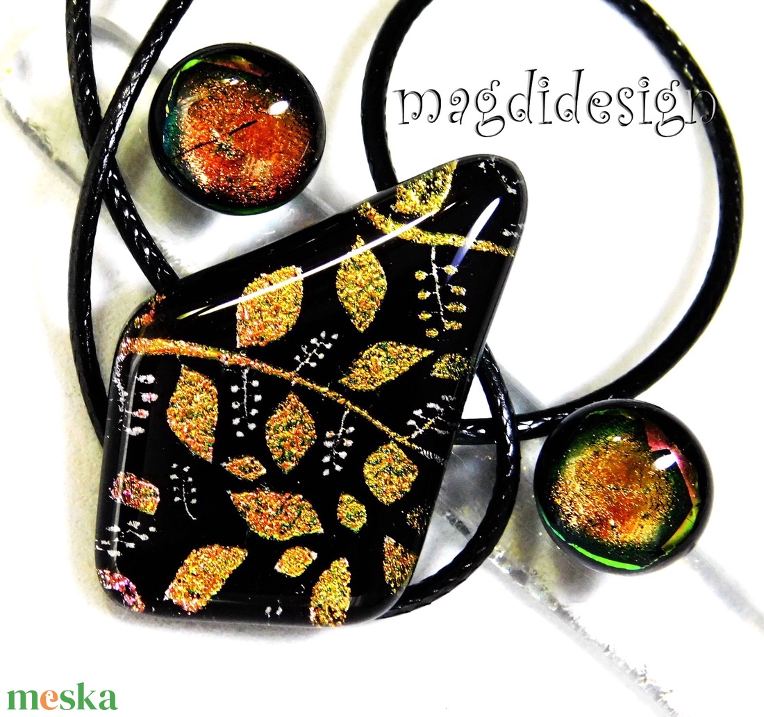 Rügyező ágak üvegékszer szett nyaklánc stiftes fülbevaló 4 -  Anyák napjára, Nőnapra - ékszer - ékszerszett - Meska.hu