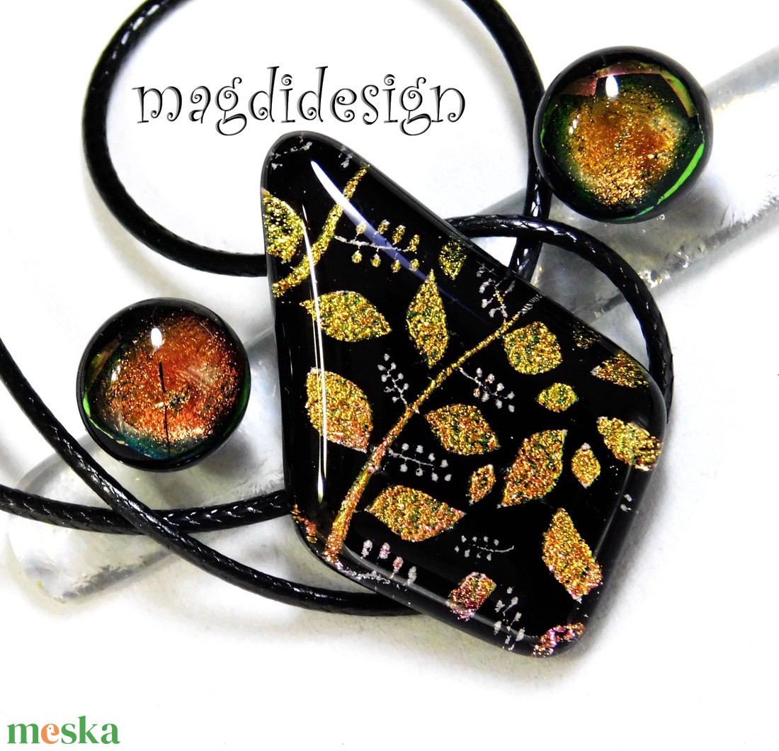 Rügyező ágak üvegékszer szett nyaklánc stiftes fülbevaló 4 -  Anyák napjára, Nőnapra - ékszer - ékszerszett - Meska.hu