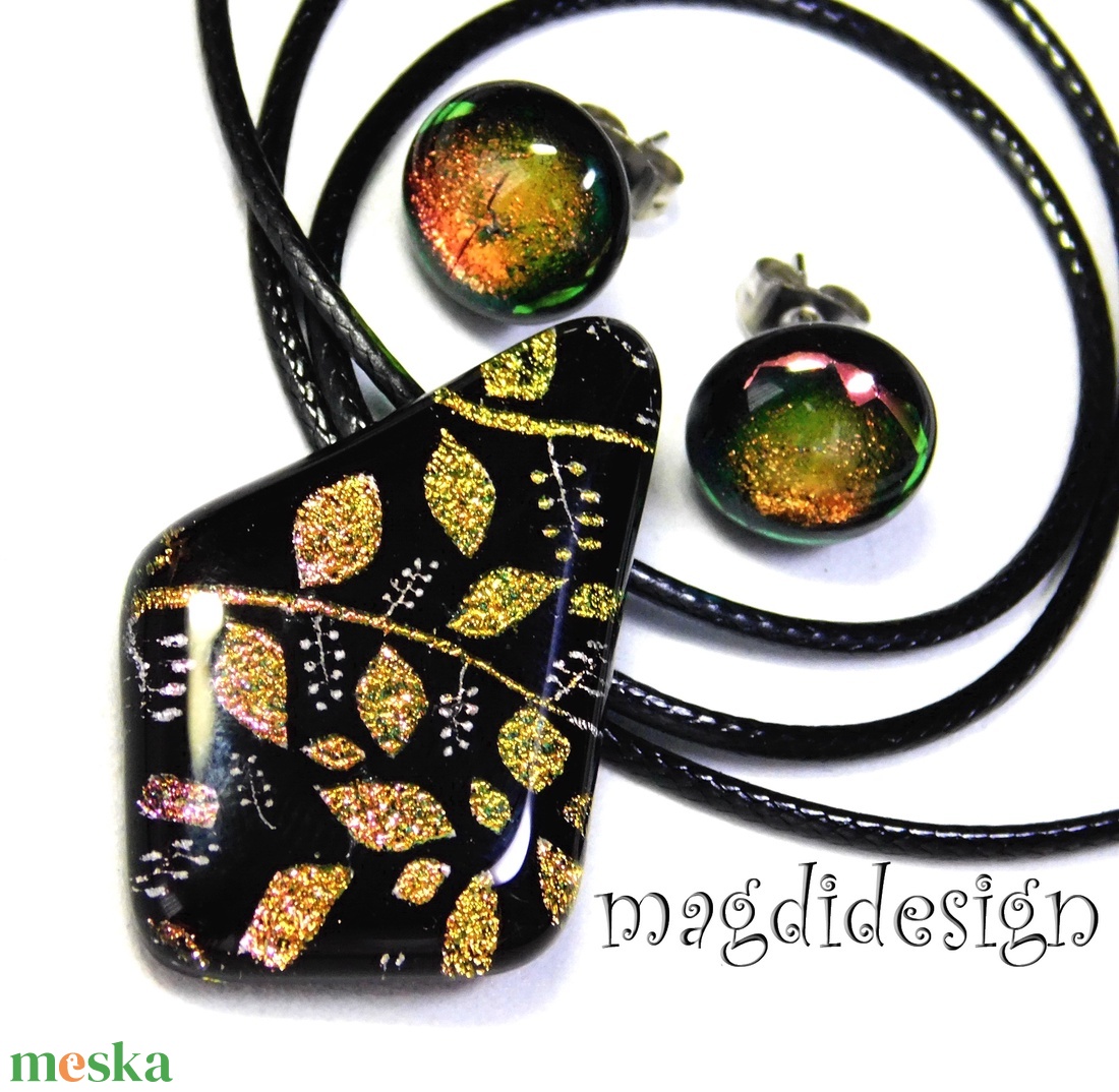 Rügyező ágak üvegékszer szett nyaklánc stiftes fülbevaló 4 -  Anyák napjára, Nőnapra - ékszer - ékszerszett - Meska.hu