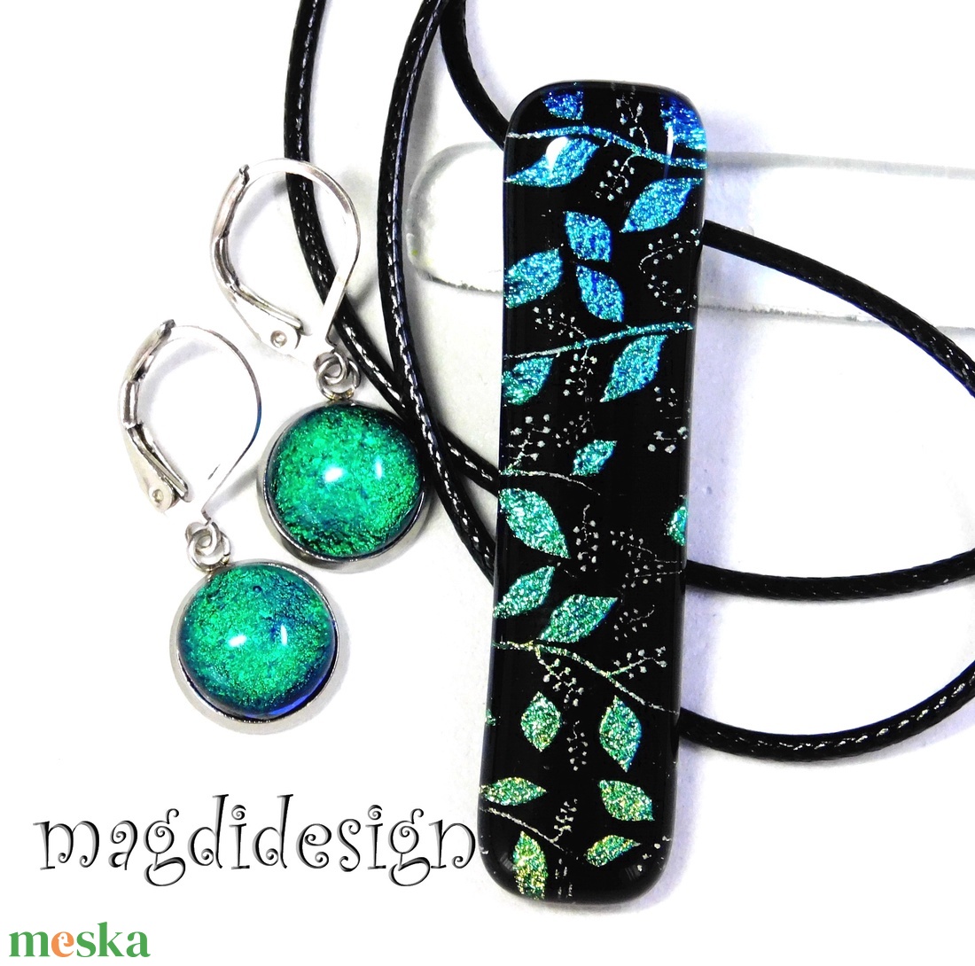 Rügyező ágak üvegékszer szett nyaklánc maxi kapcsos fülbevaló  5 -  Anyák napjára, Nőnapra - ékszer - ékszerszett - Meska.hu