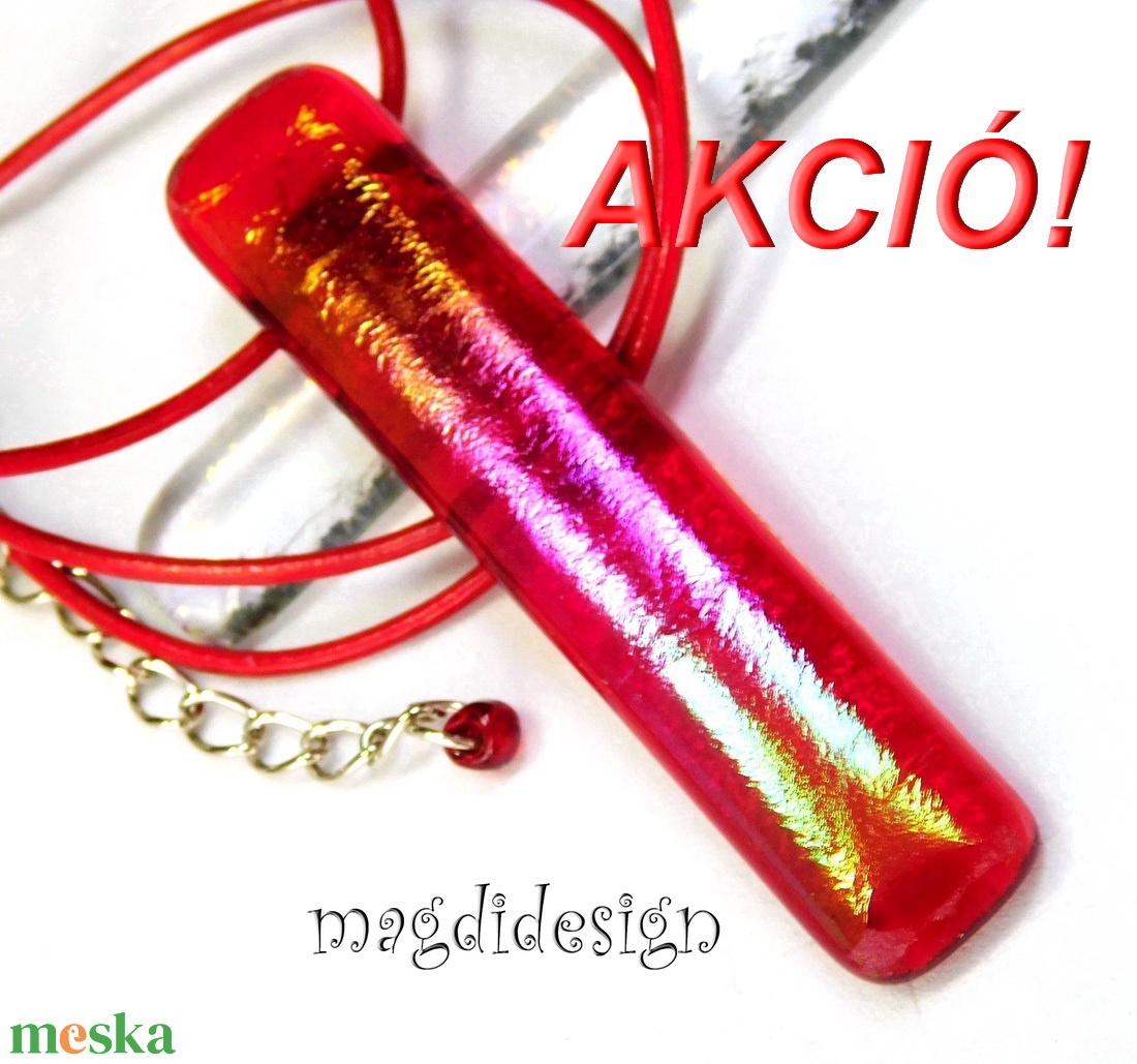 Szivárvány a marson maxi üvegékszer nyaklánc - ékszer - nyaklánc - medálos nyaklánc - Meska.hu