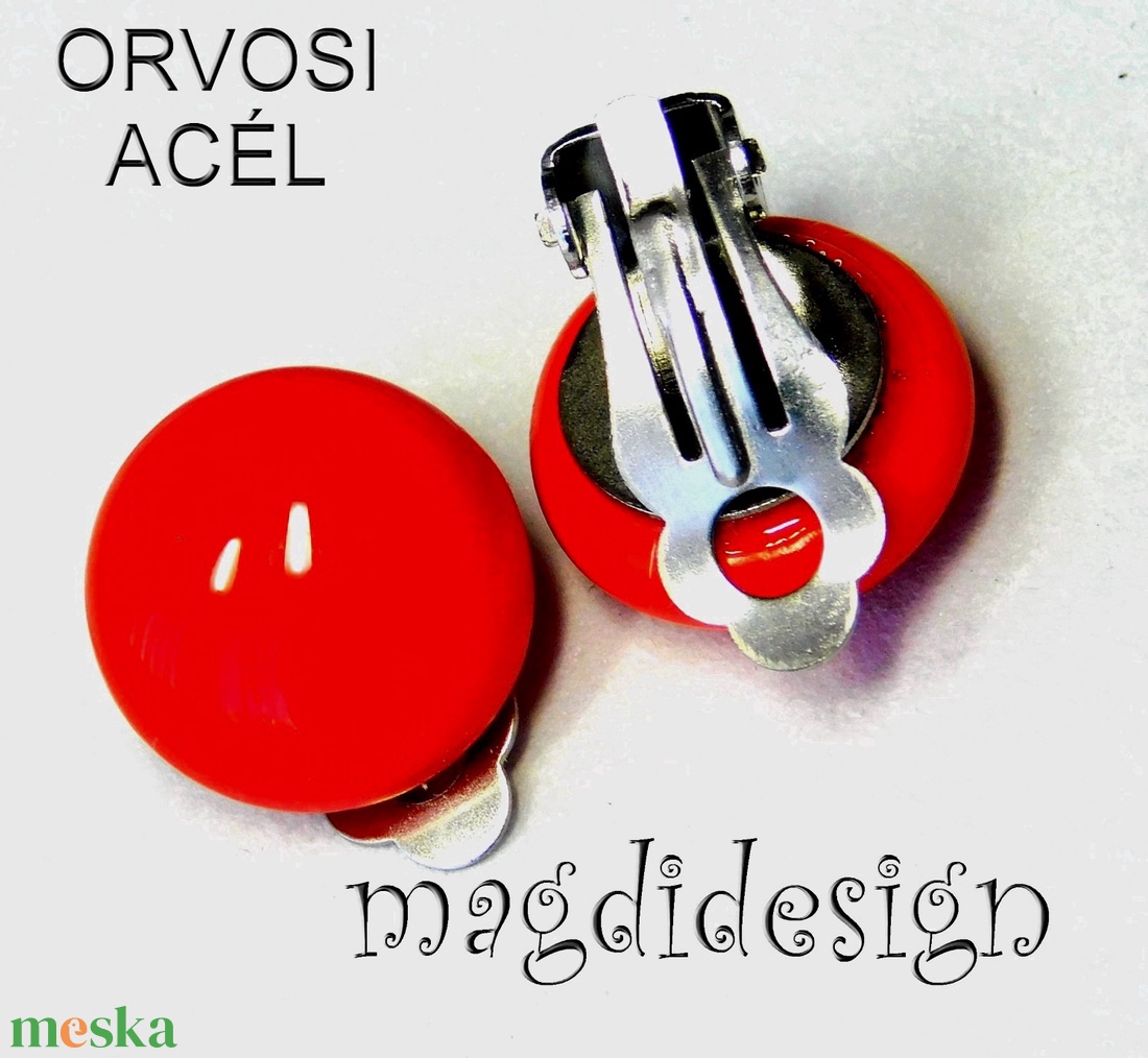 Cseresznyepiros fülklipsz üvegékszer - ékszer - fülbevaló - klipsz - Meska.hu