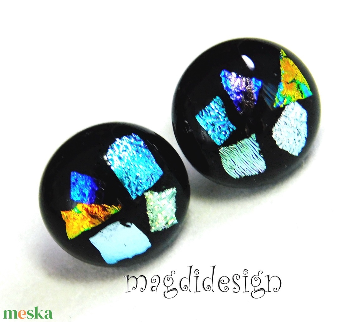 NEMESACÉL! Dichroic színkavalkád üvegékszer pötty fülbevaló  1 - ékszer - fülbevaló - pötty fülbevaló - Meska.hu