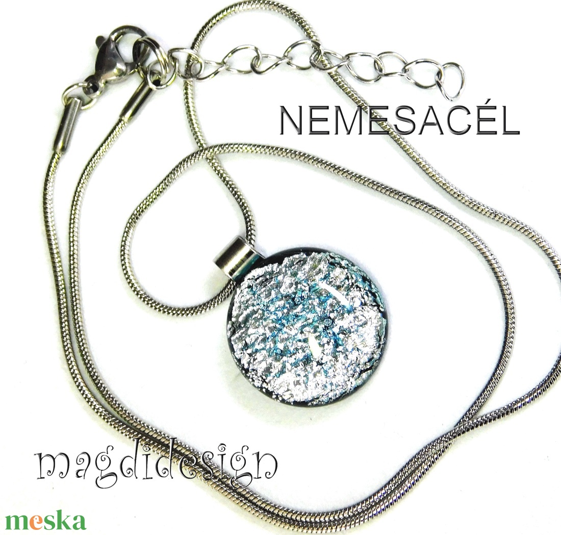 Ezüst dichroic üvegékszer nyaklánc - ékszer - ékszerszett - Meska.hu