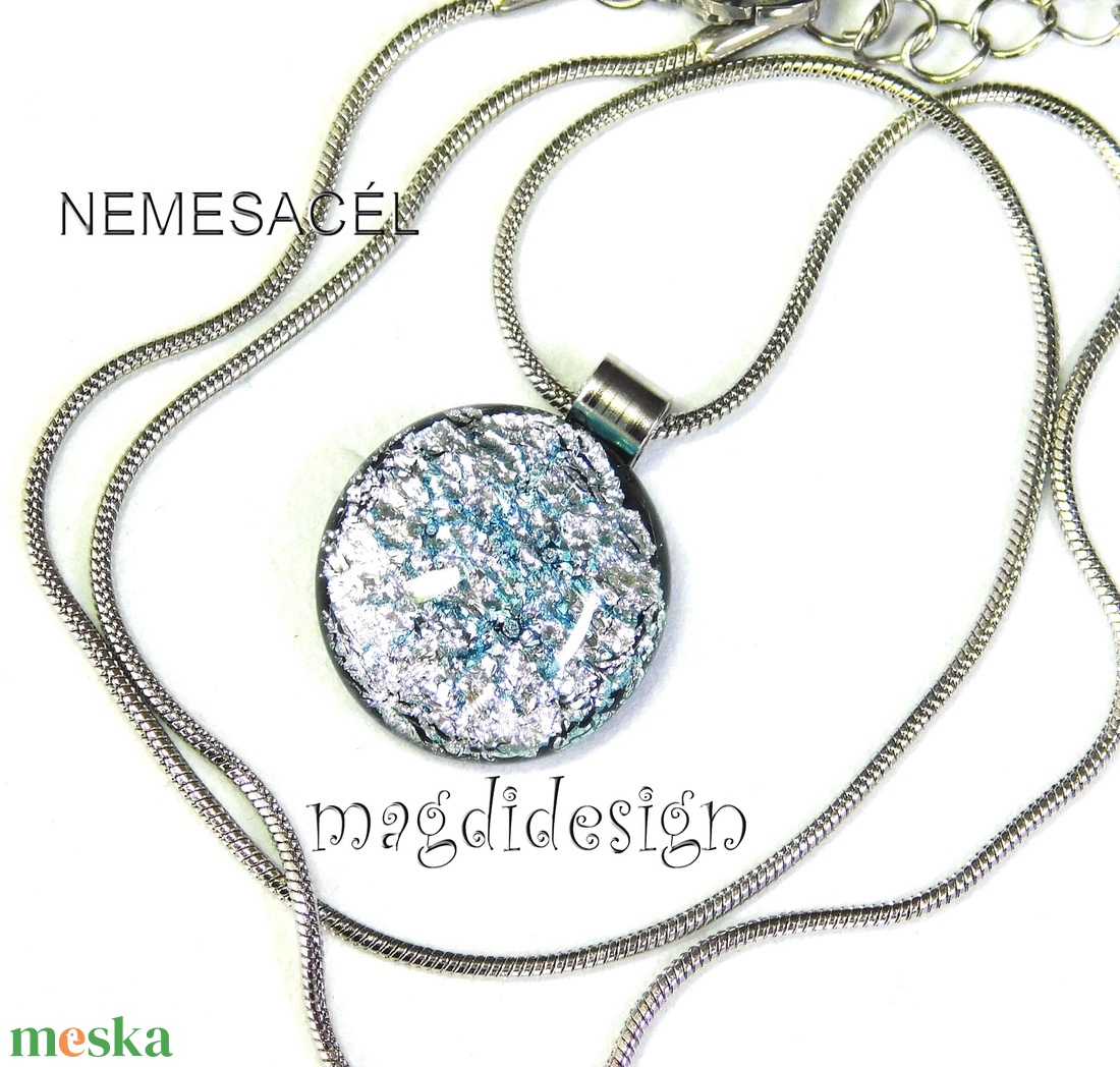 Ezüst dichroic üvegékszer nyaklánc - ékszer - ékszerszett - Meska.hu