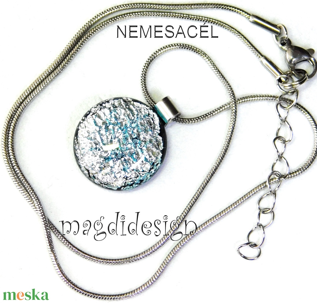 Ezüst dichroic üvegékszer nyaklánc - ékszer - ékszerszett - Meska.hu