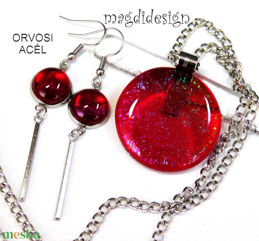 MAXI Galaxis királykék üvegékszer szett, nyaklánc, kapcsos fülbevaló 1 - ékszer - ékszerszett - Meska.hu