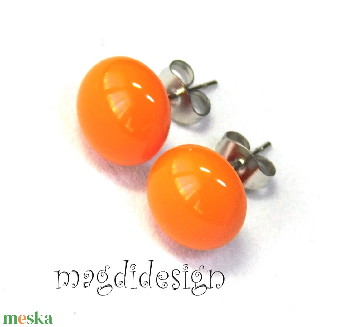 Narancs üvegékszer pötty fülbevaló ORVOSI ACÉL - ékszer - fülbevaló - pötty fülbevaló - Meska.hu