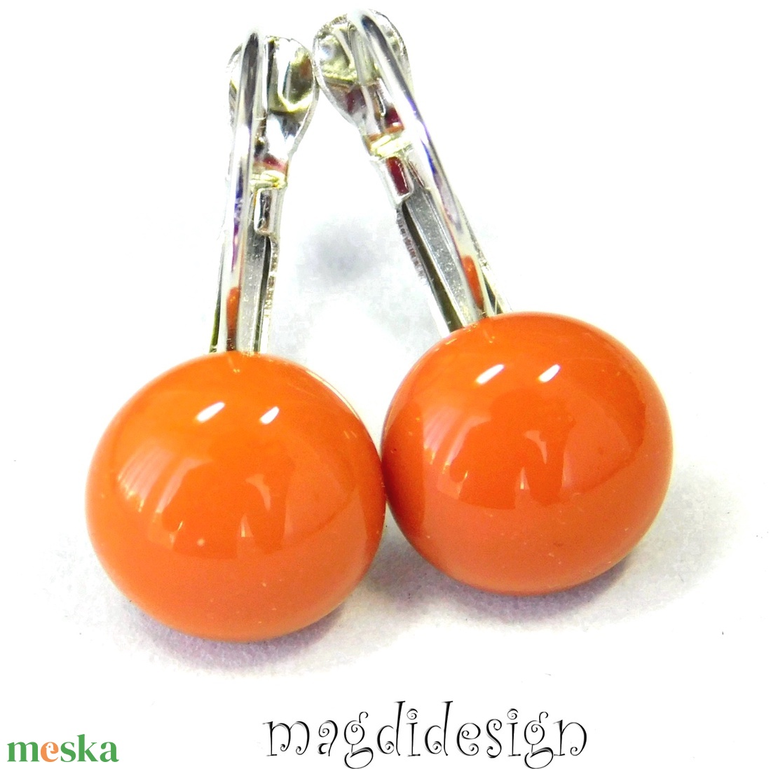 MAXI Mogyoró üvegékszer kapcsos fülbevaló - ékszer - fülbevaló - lógós kerek fülbevaló - Meska.hu