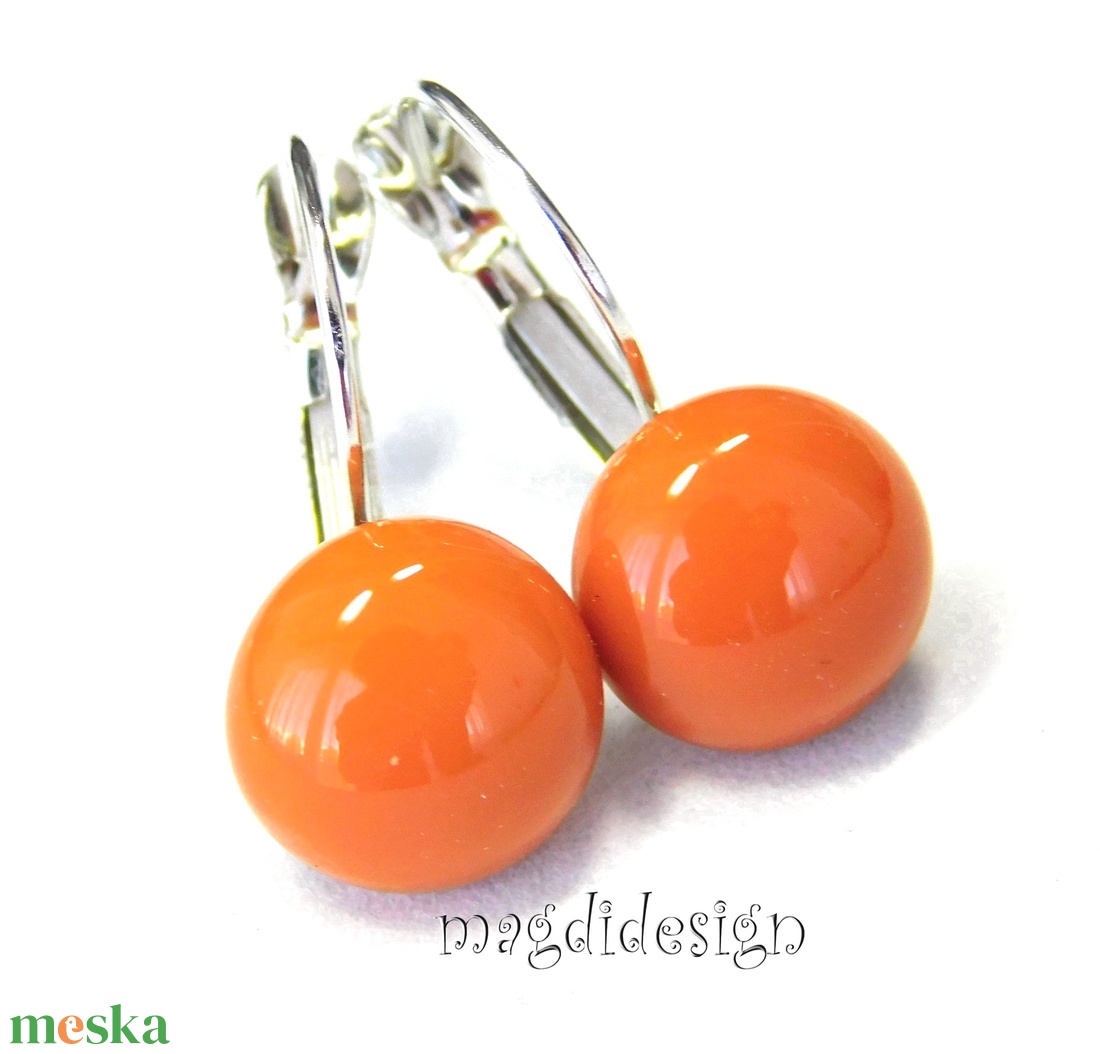 MAXI Mogyoró üvegékszer kapcsos fülbevaló - ékszer - fülbevaló - lógós kerek fülbevaló - Meska.hu