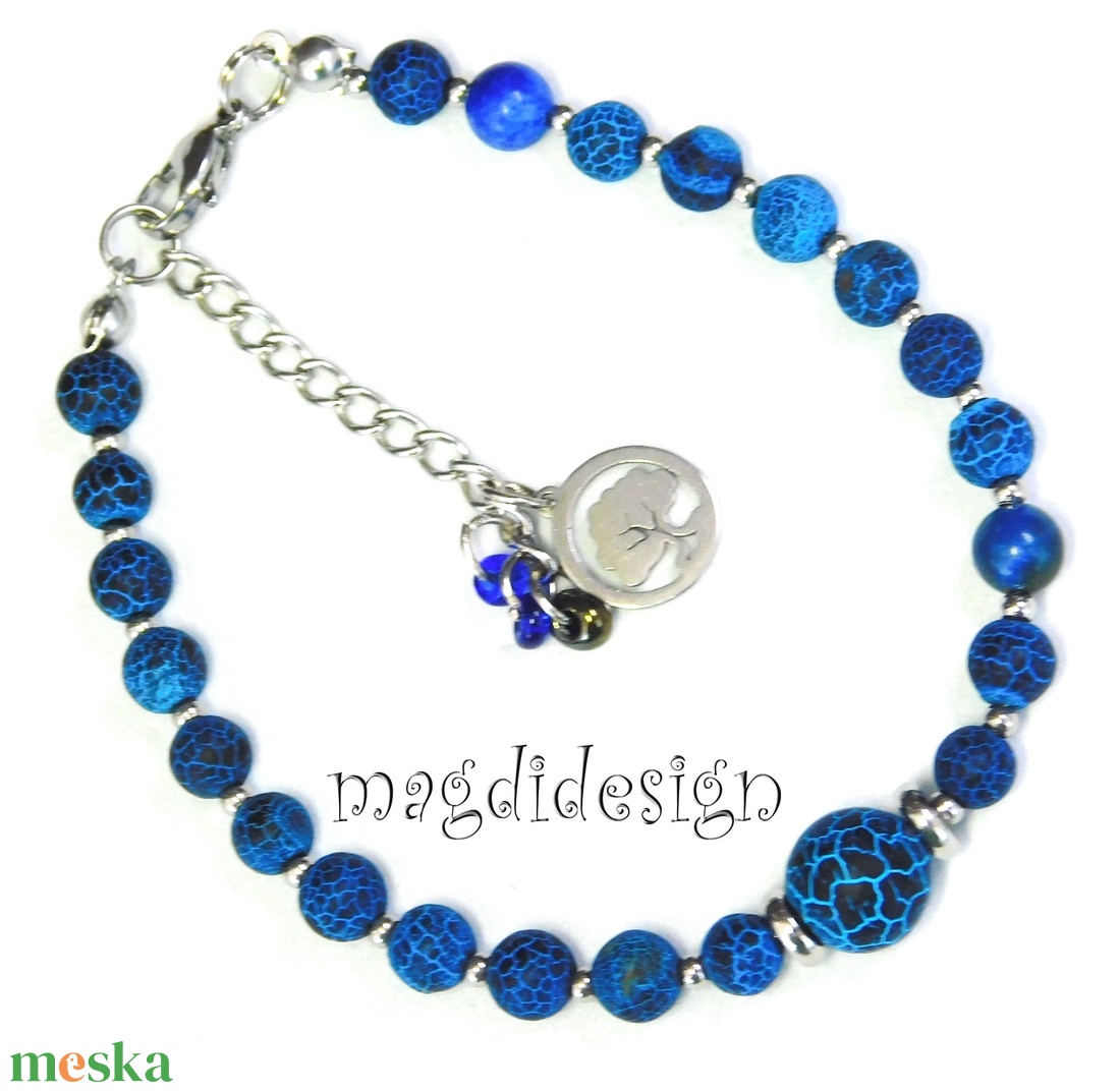 Kék howlit ásvány karkötő - ékszer - karkötő - ásványkarkötő - Meska.hu