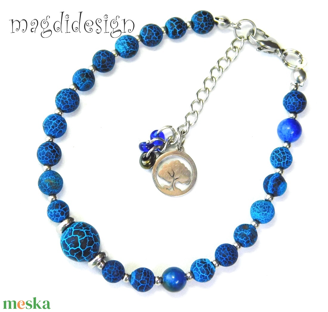 Kék howlit ásvány karkötő - ékszer - karkötő - ásványkarkötő - Meska.hu