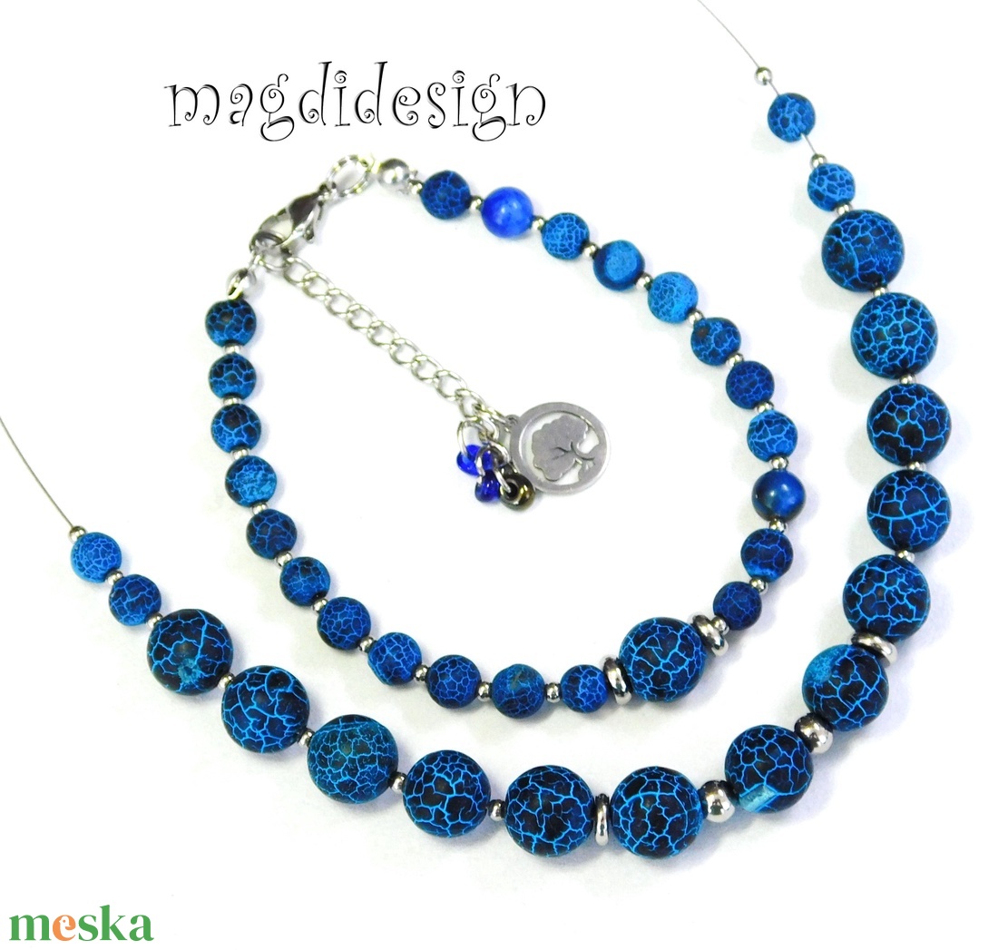 Kék howlit ásvány karkötő - ékszer - karkötő - ásványkarkötő - Meska.hu