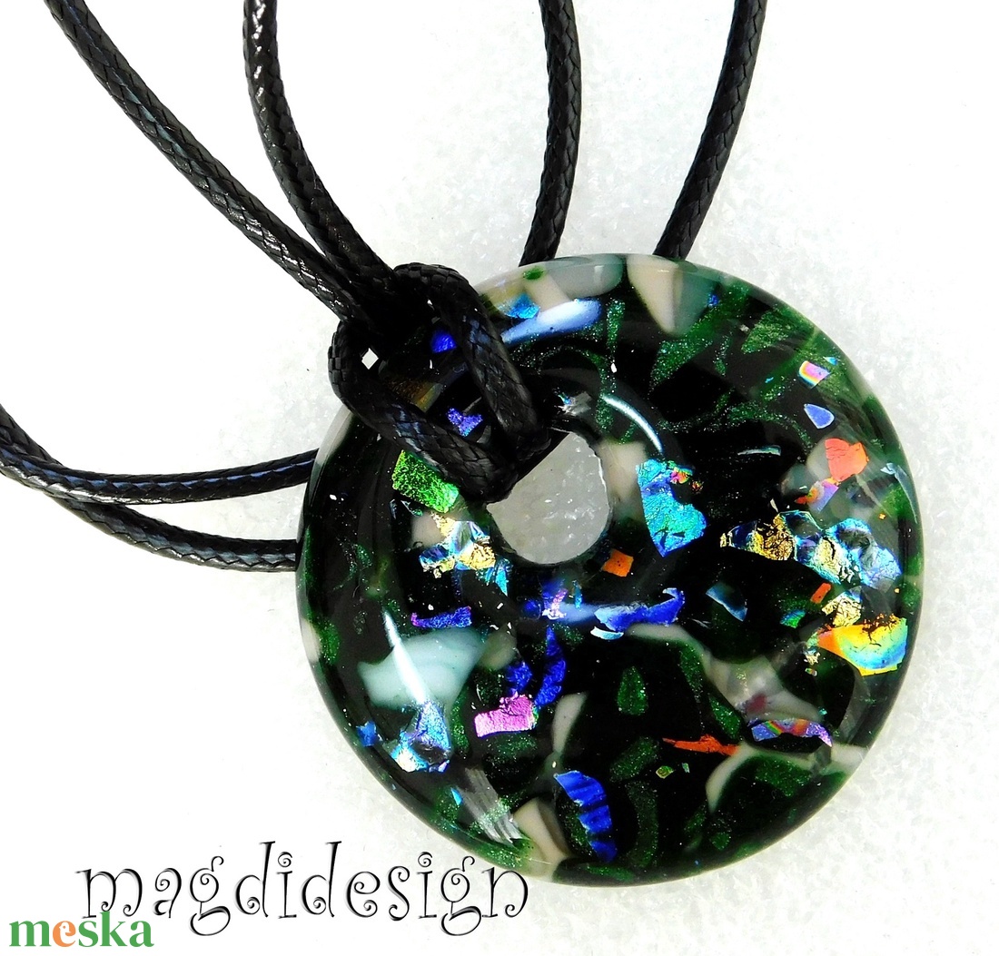 MAXI Smaragdzöld színpompa üvegékszer nyaklánc - ékszer - nyaklánc - medálos nyaklánc - Meska.hu