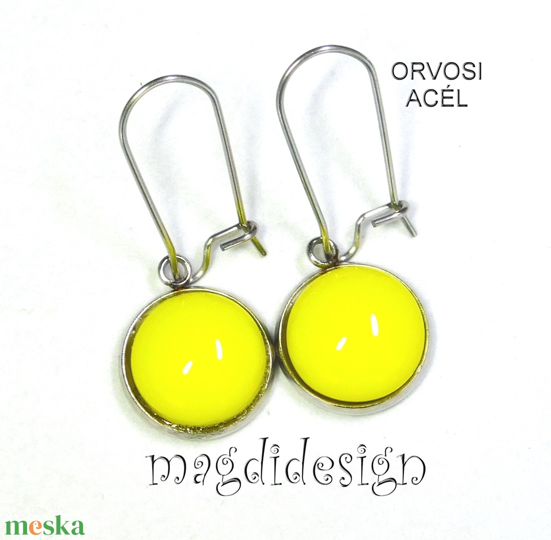 Királykék üvegékszer lógós nemesacél fülbevaló - ékszer - fülbevaló - lógó fülbevaló - Meska.hu