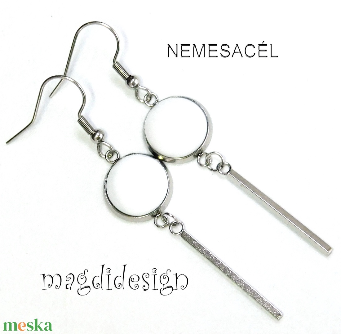 Hófehér üvegékszer lógós fülbevaló  - ékszer - fülbevaló - lógó fülbevaló - Meska.hu