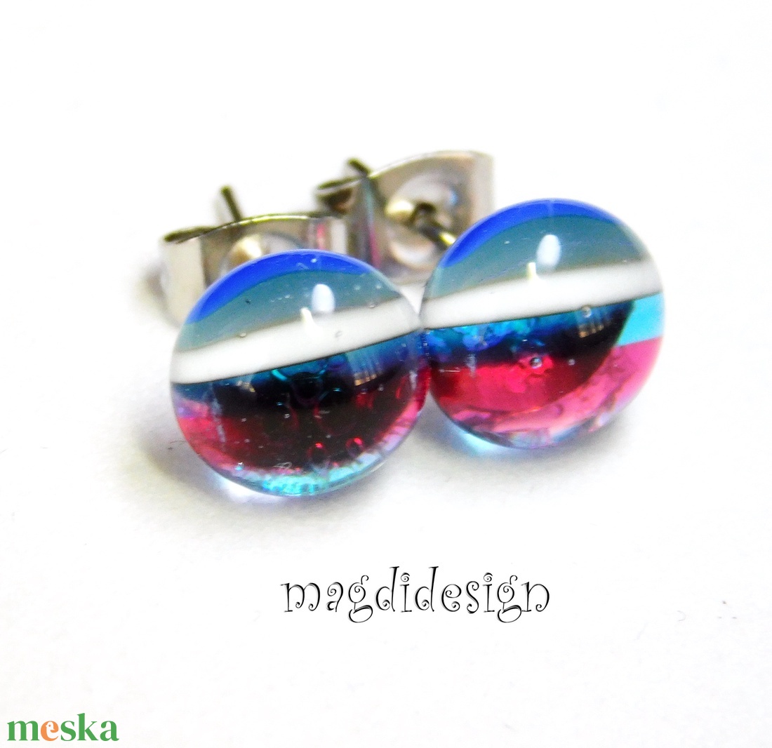 Áttetsző csíkos üvegékszer pötty fülbevaló  - ékszer - fülbevaló - pötty fülbevaló - Meska.hu