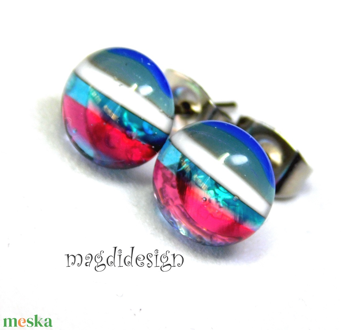 Áttetsző csíkos üvegékszer pötty fülbevaló  - ékszer - fülbevaló - pötty fülbevaló - Meska.hu