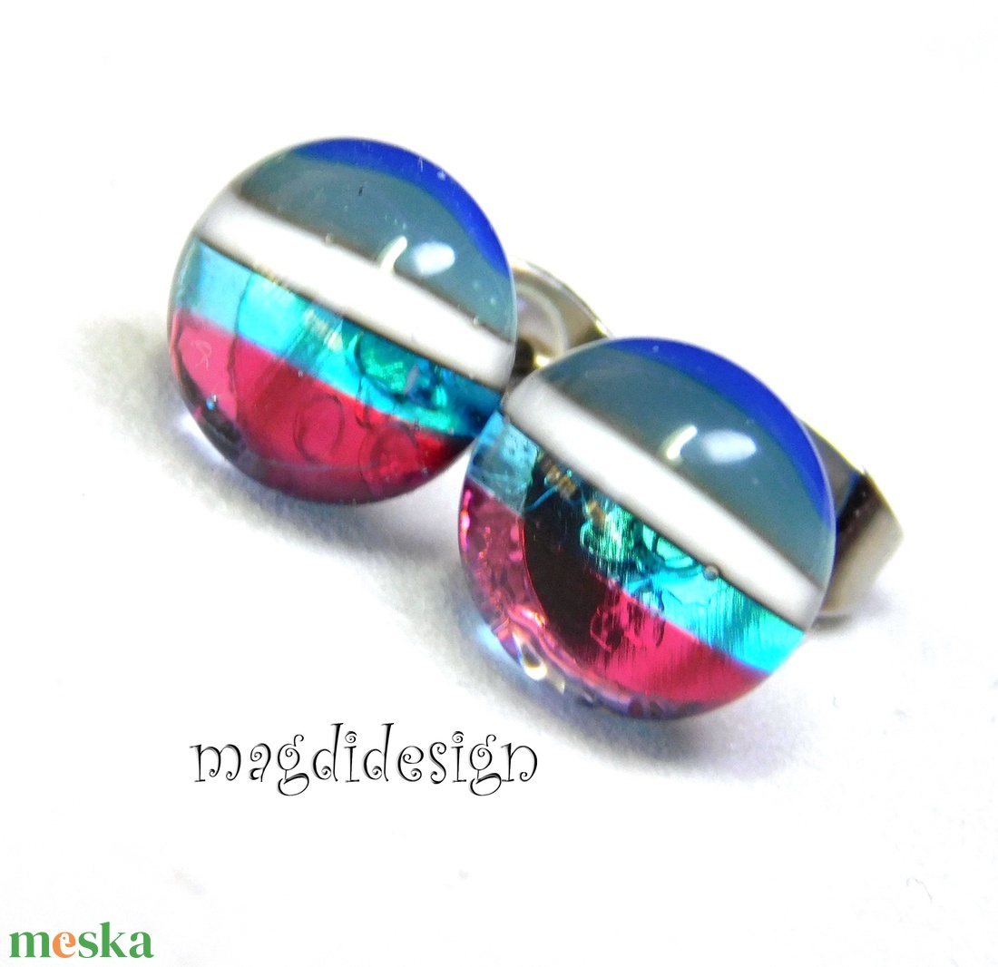 Áttetsző csíkos üvegékszer pötty fülbevaló  - ékszer - fülbevaló - pötty fülbevaló - Meska.hu