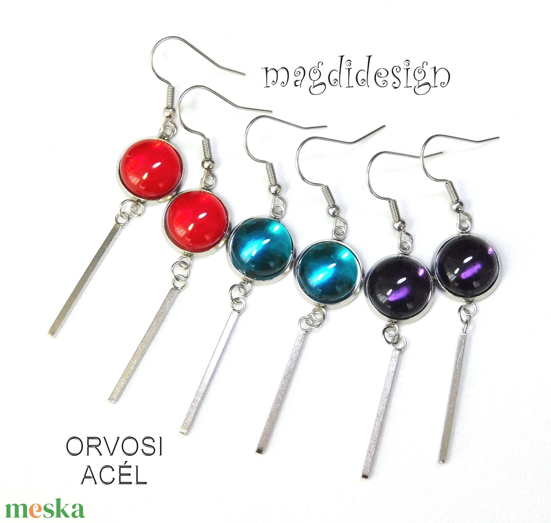 Ametiszt lila üvegékszer lógós fülbevaló 1 - ékszer - fülbevaló - lógó fülbevaló - Meska.hu