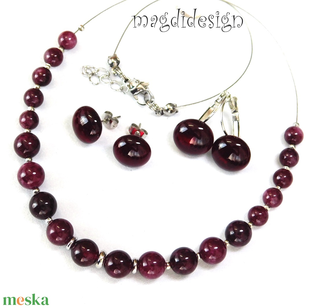 Rubin-agát színű természetes kő karkötő - ékszer - karkötő - ásványkarkötő - Meska.hu