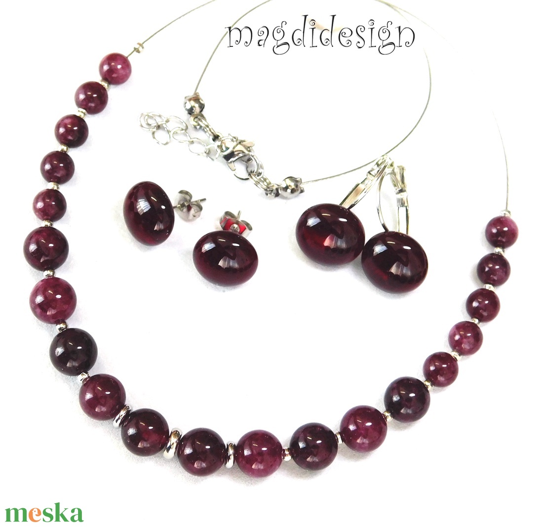 NEMESACÉL! MAXI Áttetsző rubinpiros üvegékszer fülbevaló  - ékszer - fülbevaló - pötty fülbevaló - Meska.hu