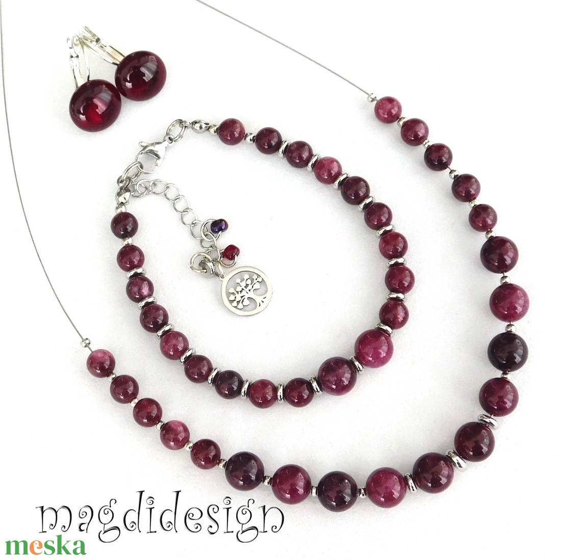 NEMESACÉL! MAXI Áttetsző rubinpiros üvegékszer fülbevaló  - ékszer - fülbevaló - pötty fülbevaló - Meska.hu