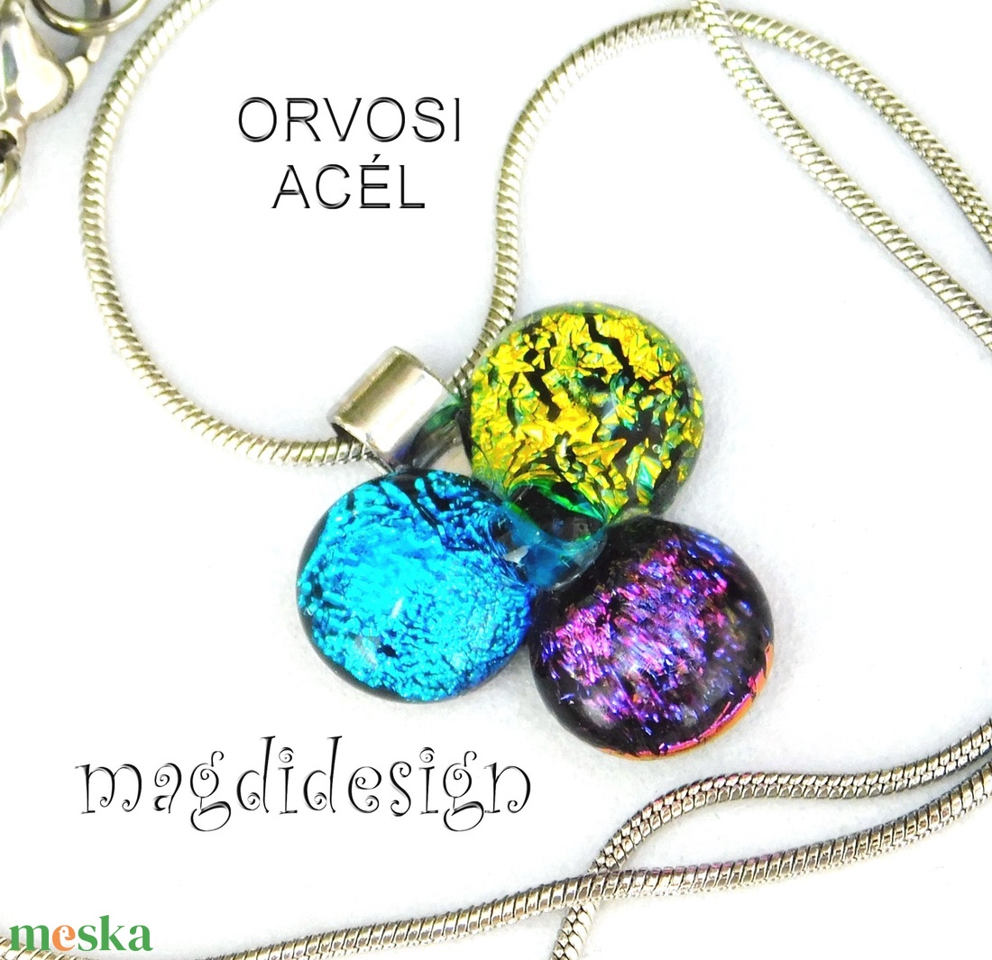Dichroic bogyós színtrió üvegékszer nyaklánc 1 - ékszer - ékszerszett - Meska.hu