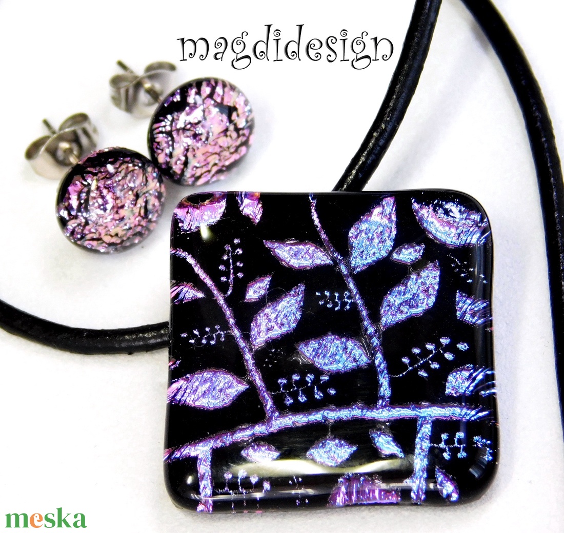 EXKLUZÍV Rügyező ágak üvegékszer szett nyaklánc stiftes fülbevaló 4  - Anyák napjára, ballagásra - ékszer - ékszerszett - Meska.hu