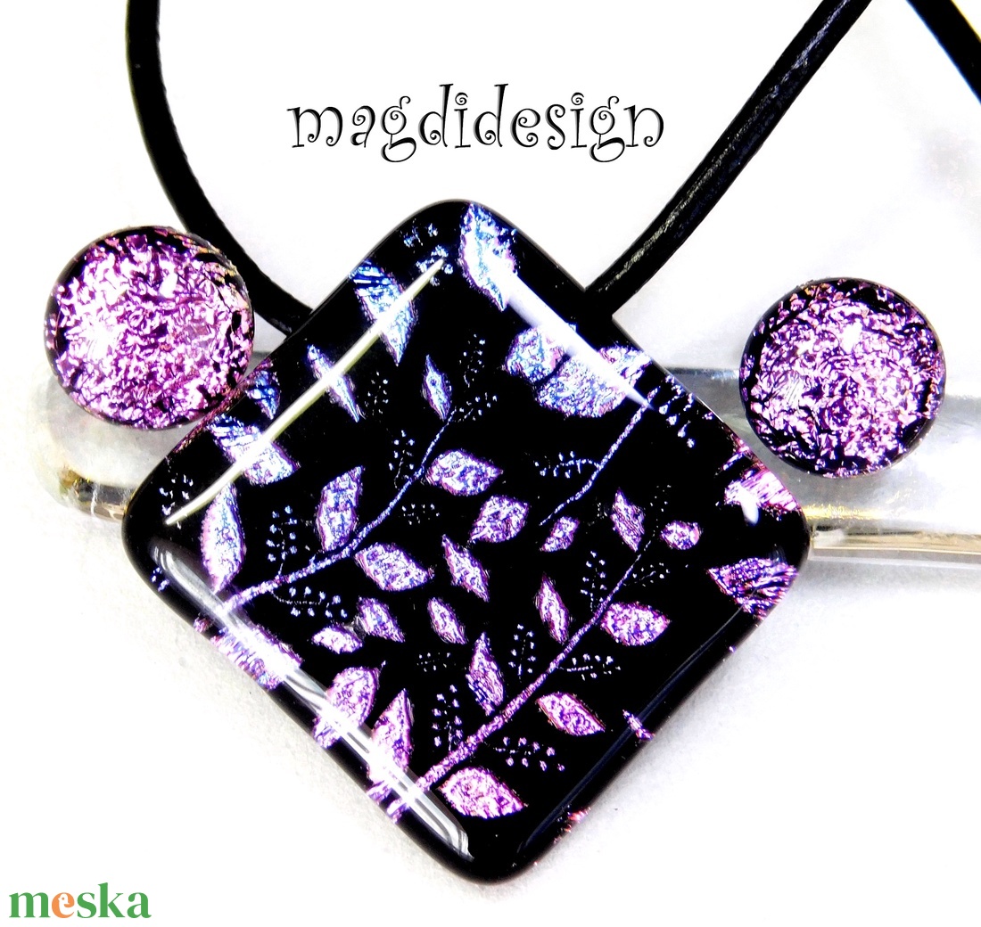 EXKLUZÍV Rügyező ágak üvegékszer szett nyaklánc stiftes fülbevaló 4  - Anyák napjára, ballagásra - ékszer - ékszerszett - Meska.hu