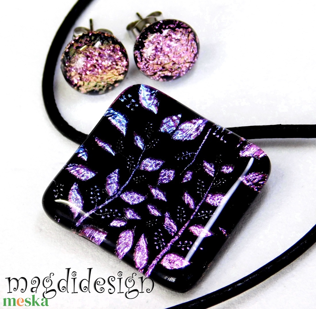 EXKLUZÍV Rügyező ágak üvegékszer szett nyaklánc stiftes fülbevaló 4  - Anyák napjára, ballagásra - ékszer - ékszerszett - Meska.hu