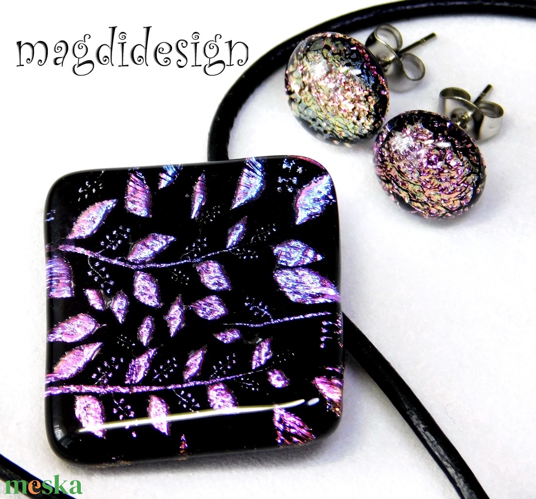 EXKLUZÍV Rügyező ágak üvegékszer szett nyaklánc stiftes fülbevaló 4  - Anyák napjára, ballagásra - ékszer - ékszerszett - Meska.hu